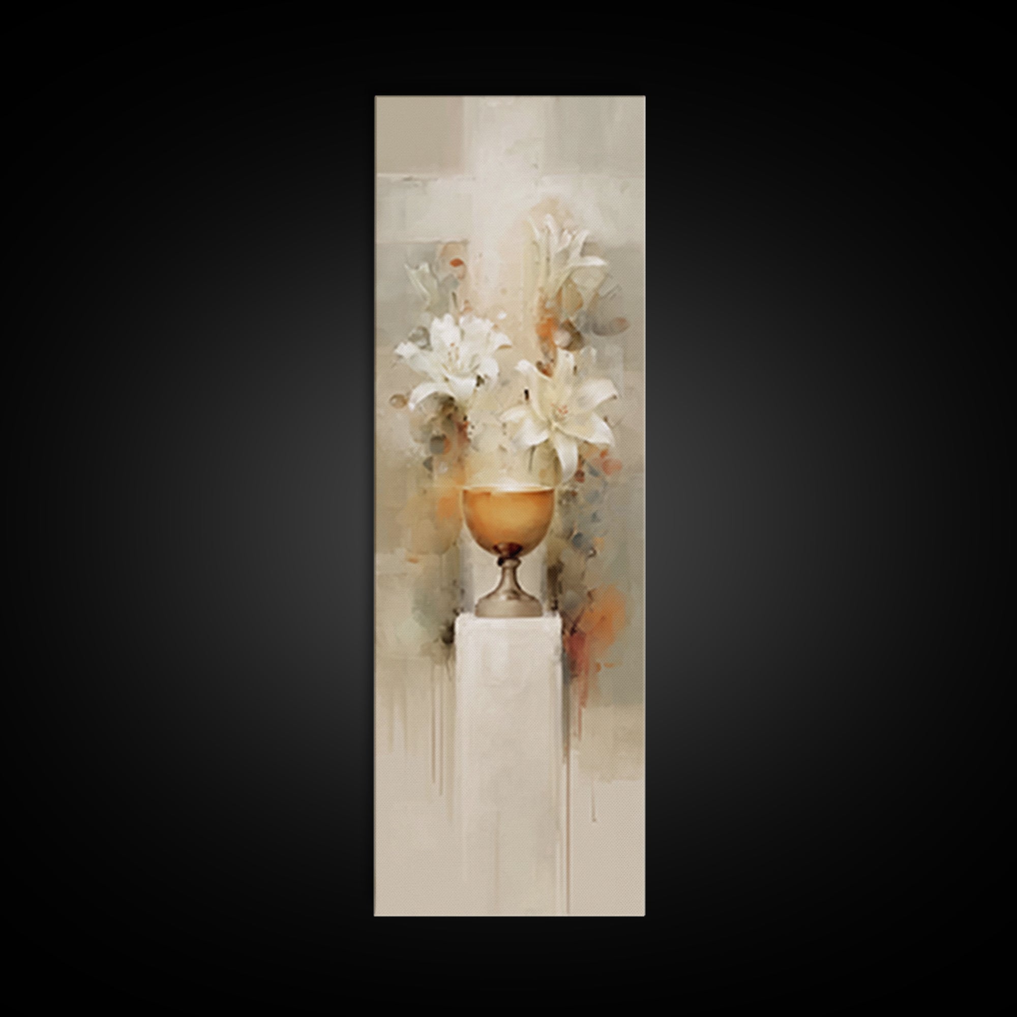 Graceful Lily Chalice | Framed Canvas Print | Narrow Art | Christian Art Canvas | Christian Decor | Jesus Painting | Christmas Art