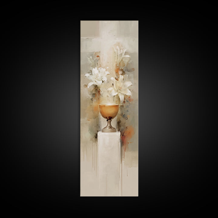 Graceful Lily Chalice | Framed Canvas Print | Narrow Art | Christian Art Canvas | Christian Decor | Jesus Painting | Christmas Art