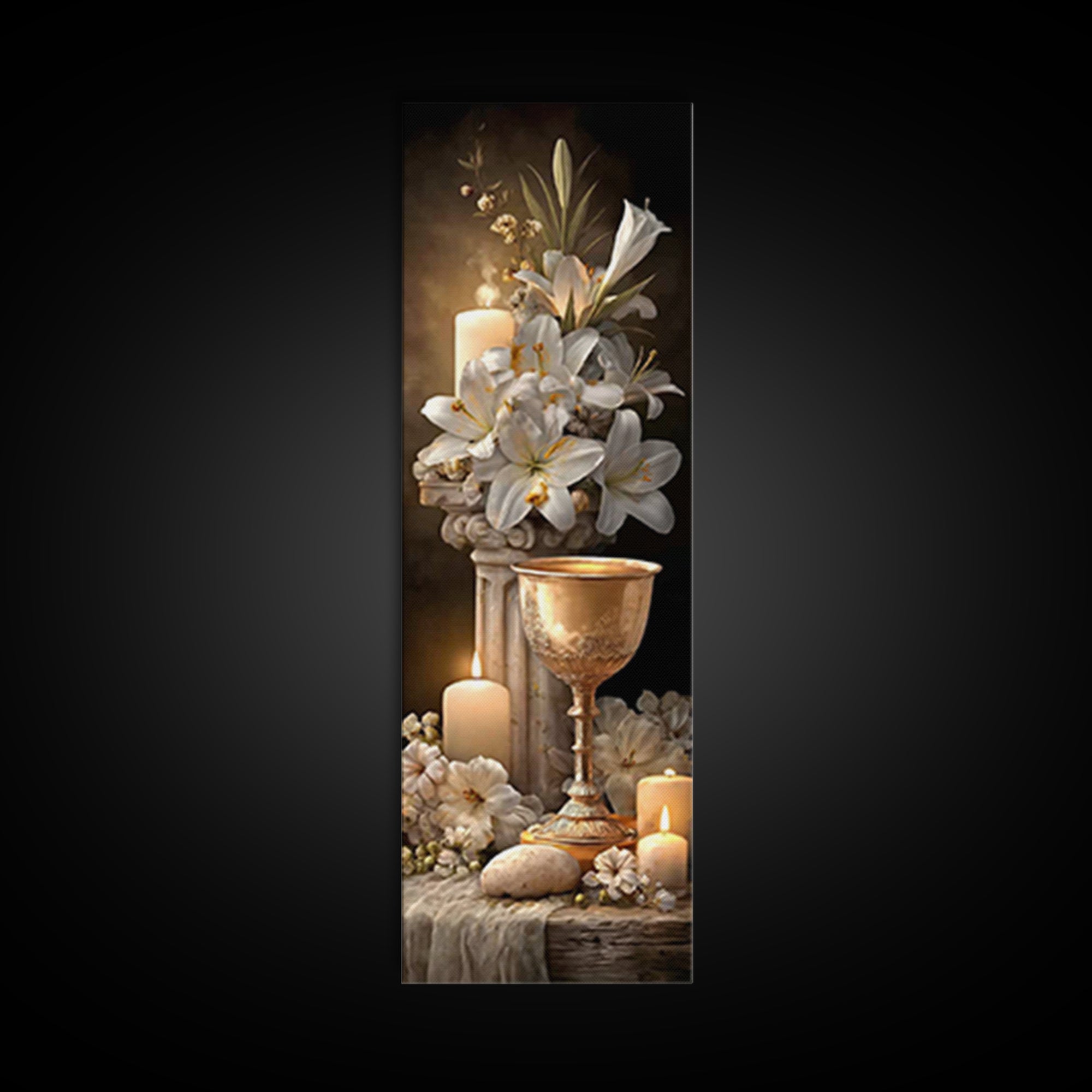 Holy Floral Offering - Framed Canvas Print - Tall Narrow Wall Art - Christian Art Canvas - Christian Wall Art - Jesus Painting