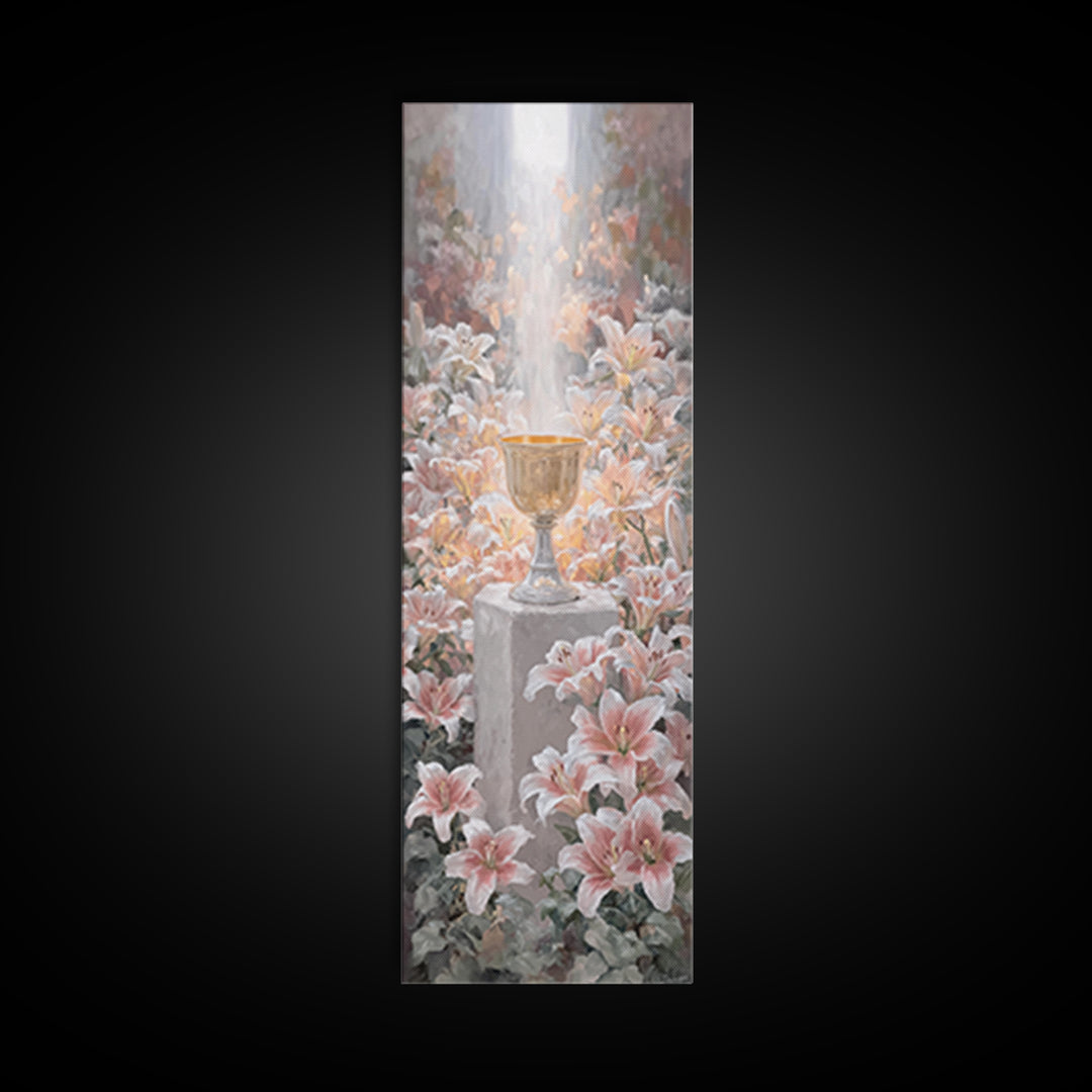 Blossoms Of Grace – Framed Canvas Print – Tall Narrow Wall Art – Christian Art Canvas – Christian Wall Art – Christian Paintings – Jesus Pa