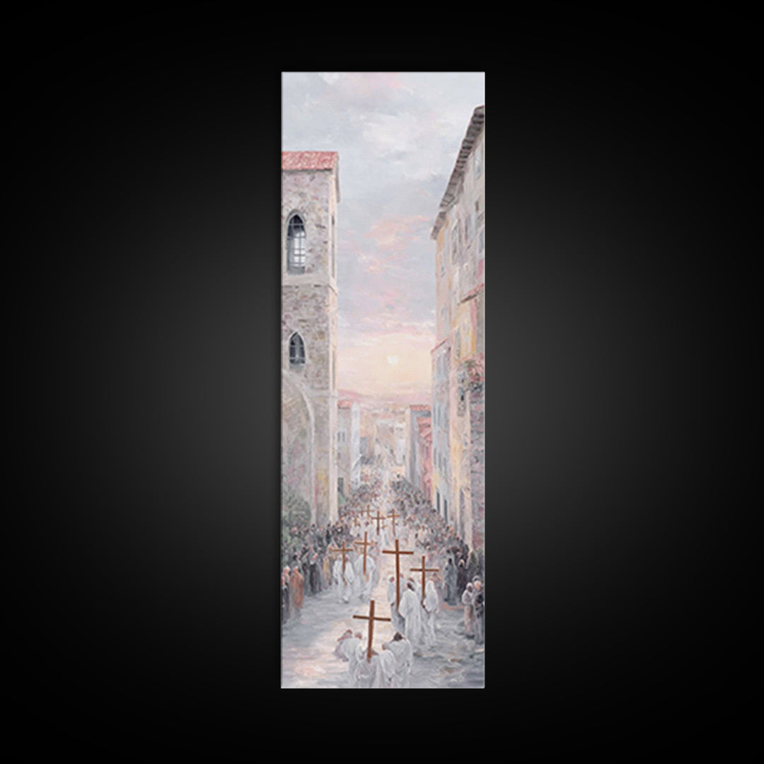 Procession Of Hope – Framed Canvas Print – Tall Skinny Art Print – Christian Art Canvas – Christian Wall Art – Christian Paintings – Christ