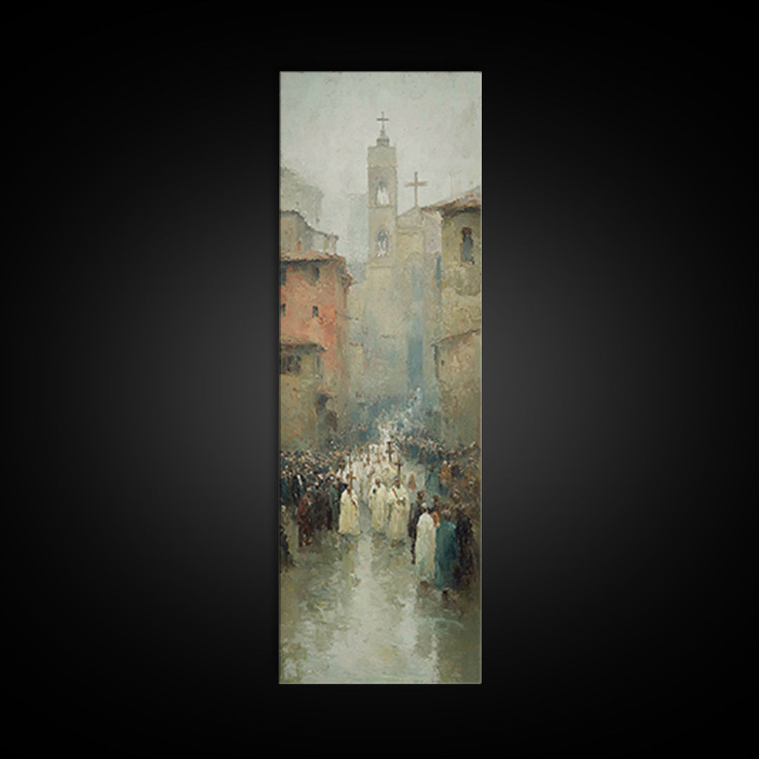 Procession Of Hope – Framed Canvas Print – Tall Narrow Wall Art – Christian Wall Art – Christian Art Canvas – Jesus Painting – Cross Art