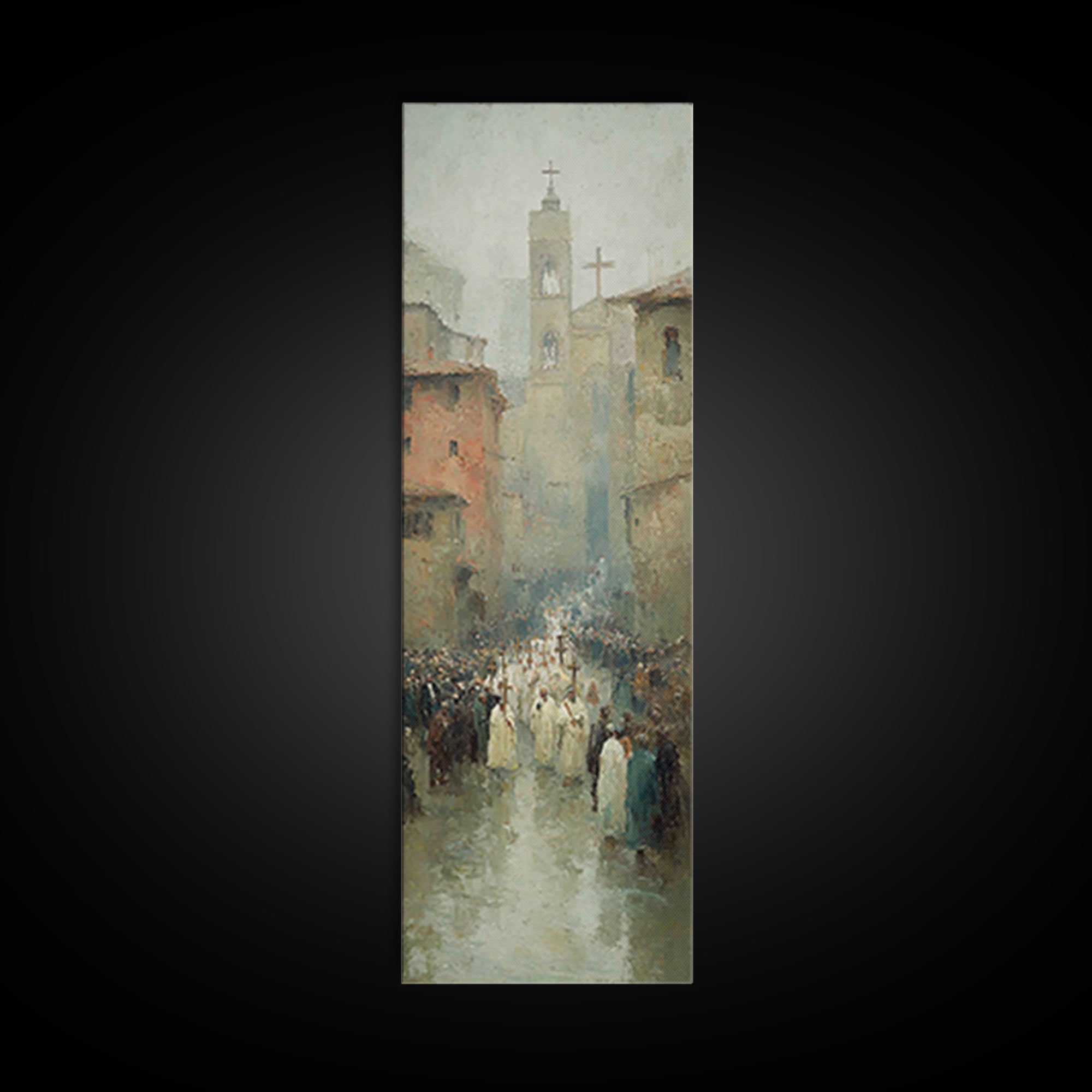 Procession Of Hope – Framed Canvas Print – Tall Narrow Wall Art – Christian Wall Art – Christian Art Canvas – Jesus Painting – Cross Art