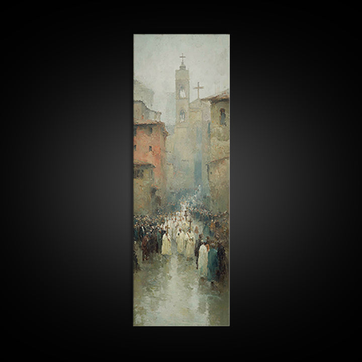 Procession Of Hope – Framed Canvas Print – Tall Narrow Wall Art – Christian Wall Art – Christian Art Canvas – Jesus Painting – Cross Art