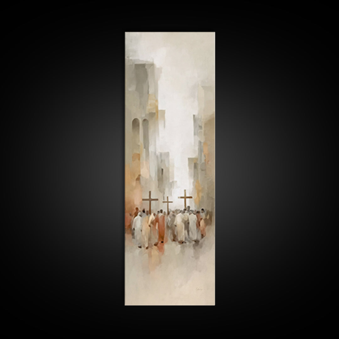 Steps Of Mercy, Framed Canvas Print, Tall Narrow Wall Art, Christian Art Canvas, Moody Christian Art, Christmas Wall Art