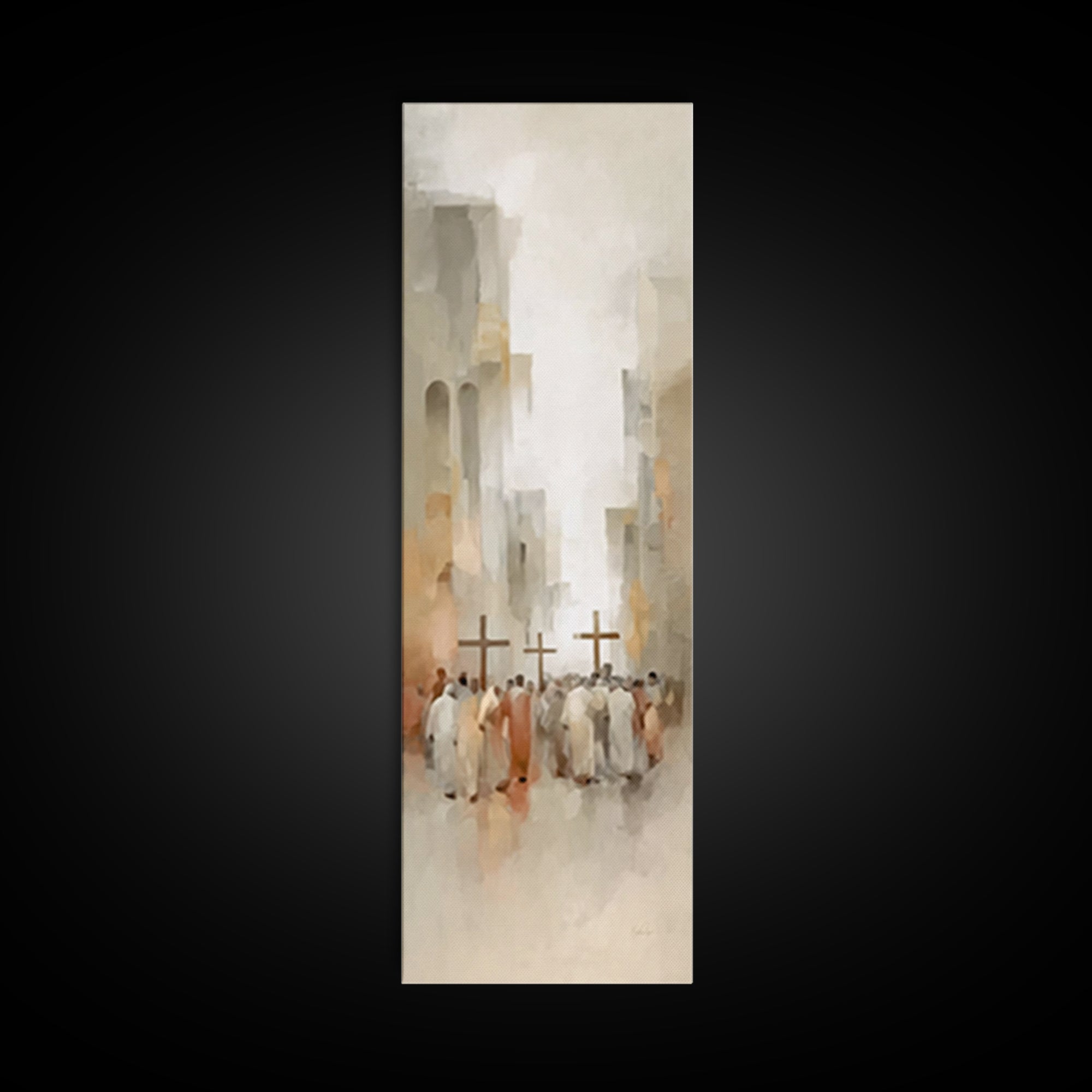 Steps Of Mercy, Framed Canvas Print, Tall Narrow Wall Art, Christian Art Canvas, Moody Christian Art, Christmas Wall Art