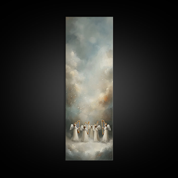 Celestial Harmony | Framed Canvas Print | Tall Narrow Wall Art | Christian Christmas Art | Framed Christian Art | Unique Christian Art