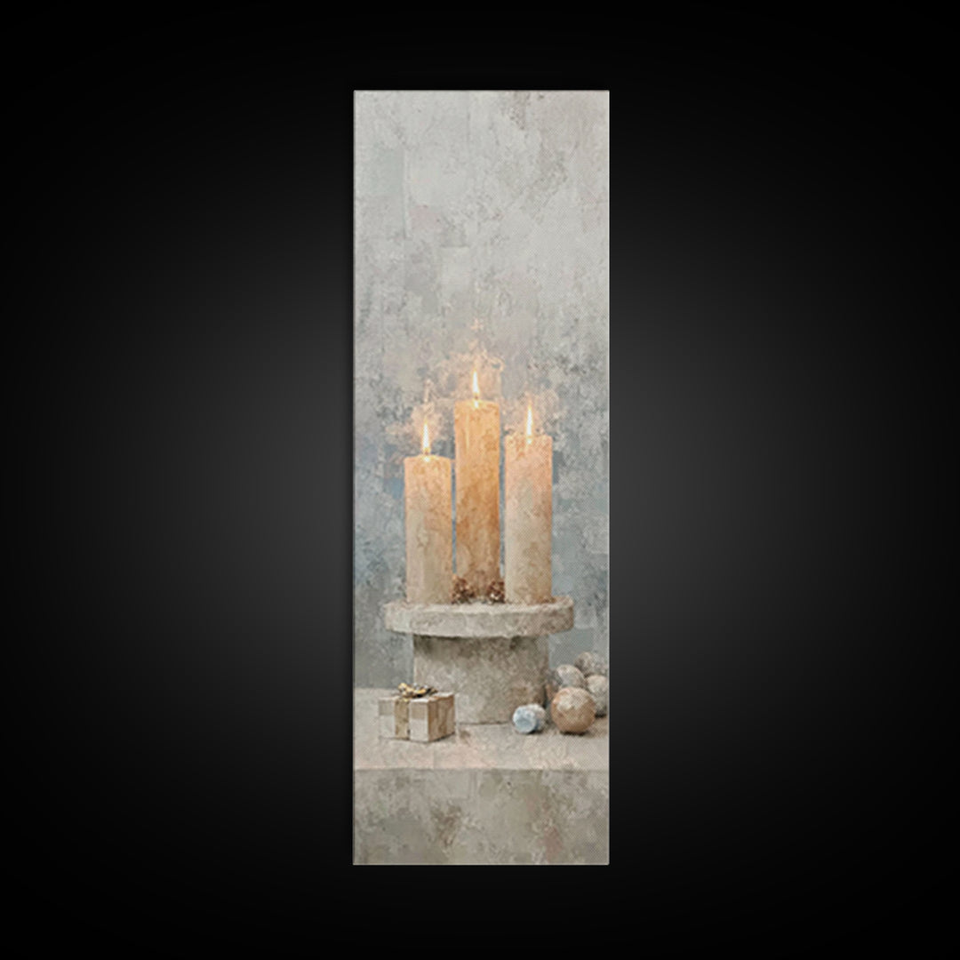 Warm Advent Glow – Framed Canvas Print – Christian Wall Art – Narrow Art – Christmas Art – Christian Art Canvas – Christian Christmas Art