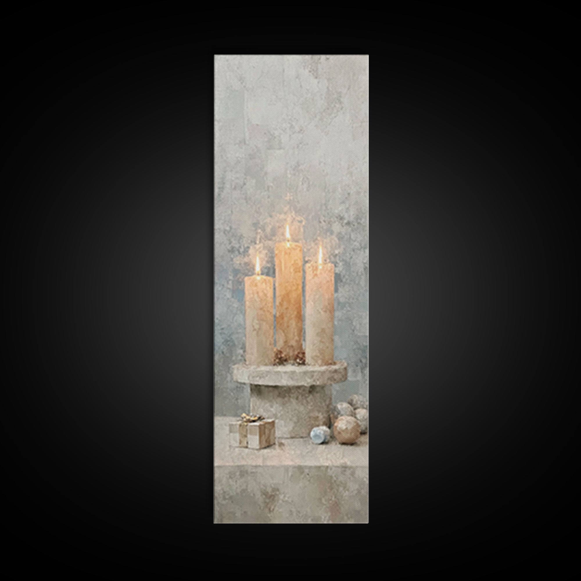 Warm Advent Glow – Framed Canvas Print – Christian Wall Art – Narrow Art – Christmas Art – Christian Art Canvas – Christian Christmas Art