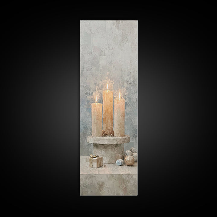 Warm Advent Glow – Framed Canvas Print – Christian Wall Art – Narrow Art – Christmas Art – Christian Art Canvas – Christian Christmas Art