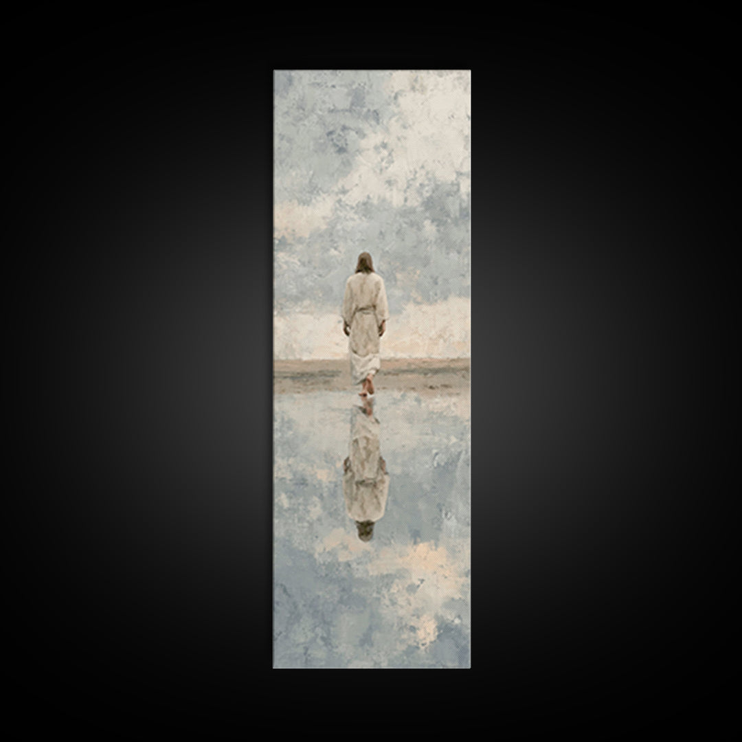 Still Waters Christ – Framed Canvas Print – Narrow Art – Jesus Painting Canvas – Christian Art Print – Vintage Christian Art