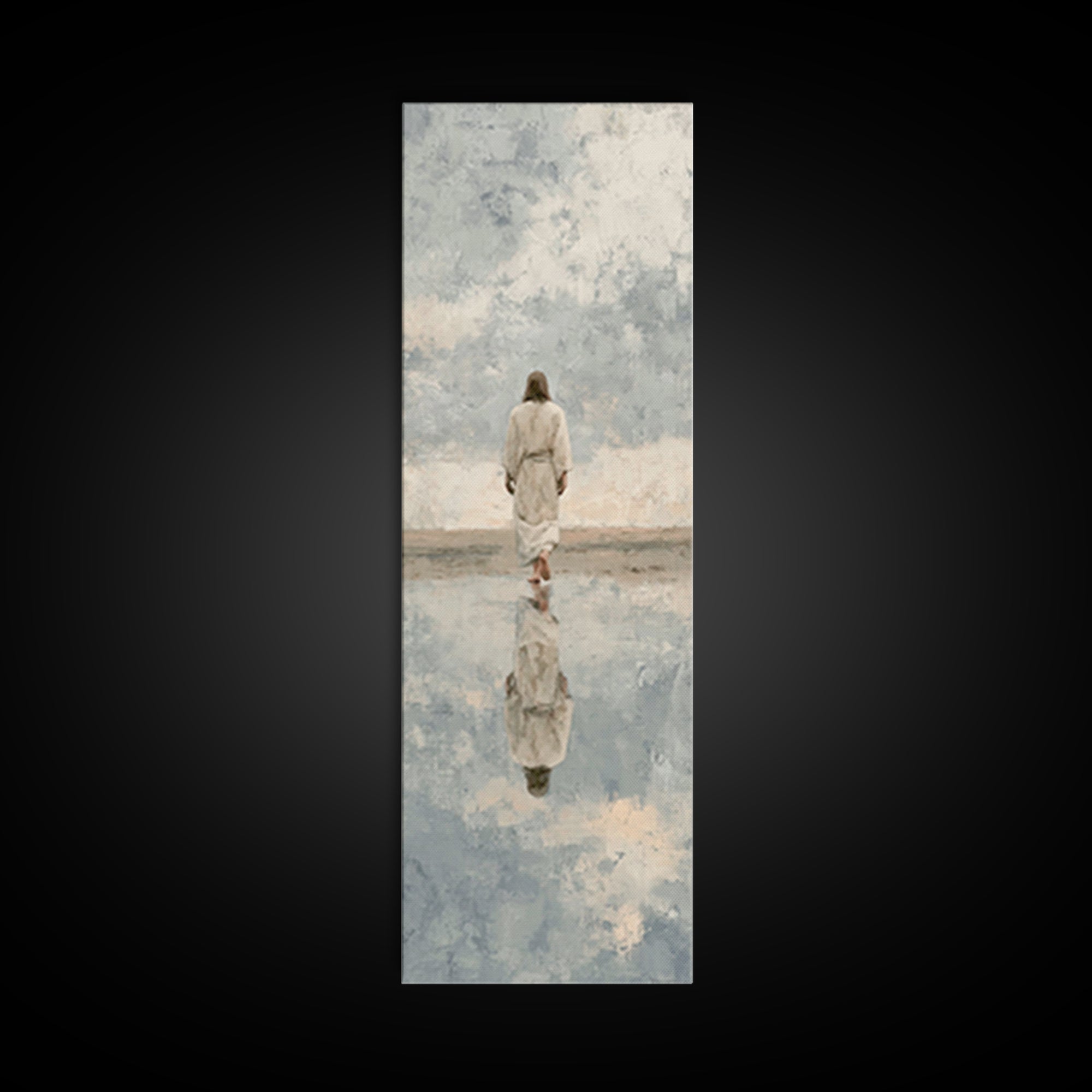 Still Waters Christ – Framed Canvas Print – Narrow Art – Jesus Painting Canvas – Christian Art Print – Vintage Christian Art