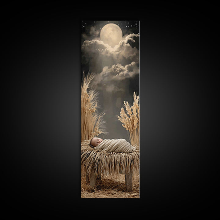 Silent Manger Star – Framed Canvas Print – Christian Christmas Art – Skinny Art – Christian Art Canvas – Christmas Wall Art – Christian Art