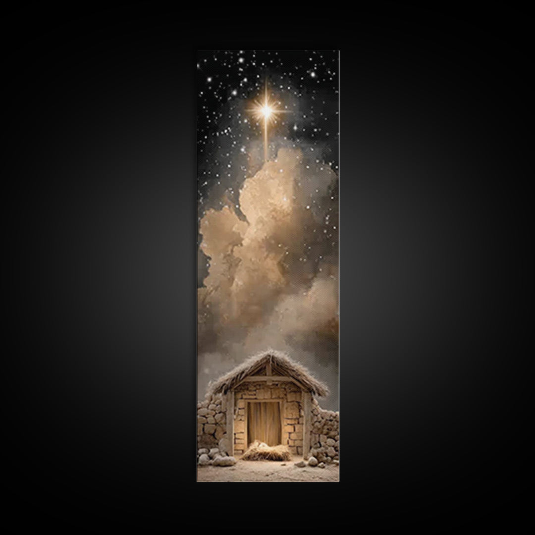 Star Of Bethlehem – Framed Canvas Print – Christmas Wall Art – Christian Art Canvas – Christian Christmas Art – Tall Skinny Art Print – Chr