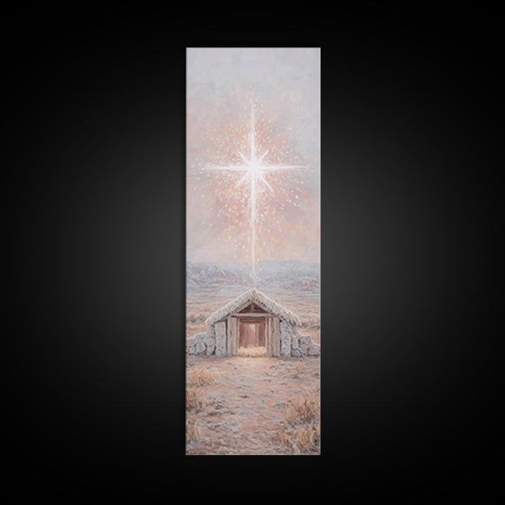 Bethlehem Brightness – Framed Canvas Print – Christian Christmas Art – Christian Art Canvas – Christmas Art Prints – Narrow Art – Christian