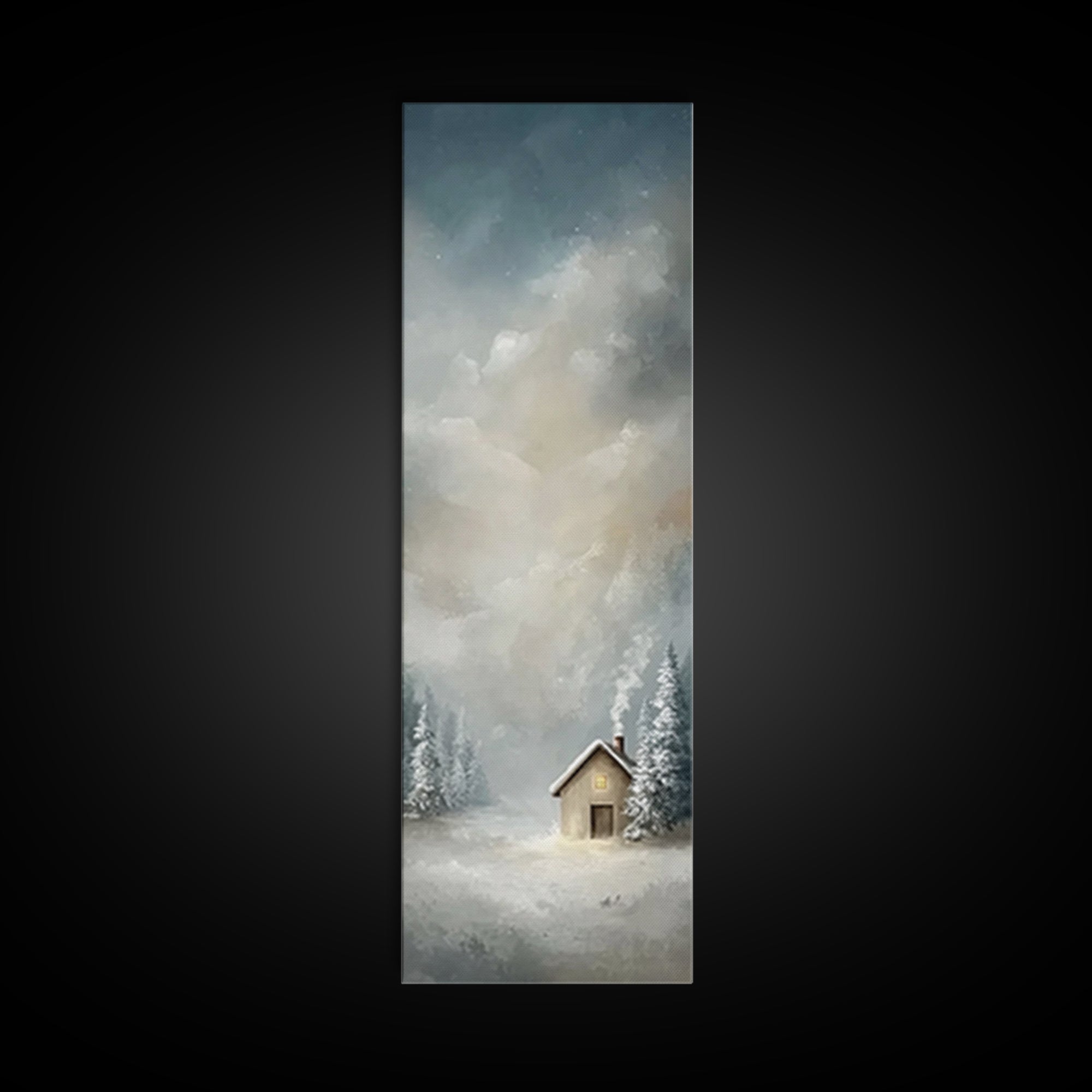 Winter Chapel Stillness – Framed Canvas Print – Christian Wall Art – Christian Art Canvas – Skinny Art – Christmas Art – Christian Christma