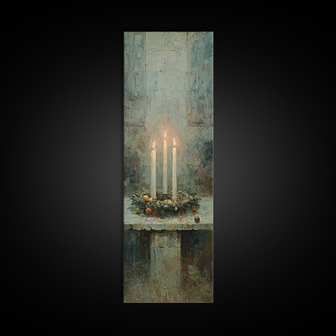 Everlasting Winter Light – Framed Canvas Print – Christian Wall Art – Narrow Art – Christian Art Canvas – Christmas Art – Christian Christm