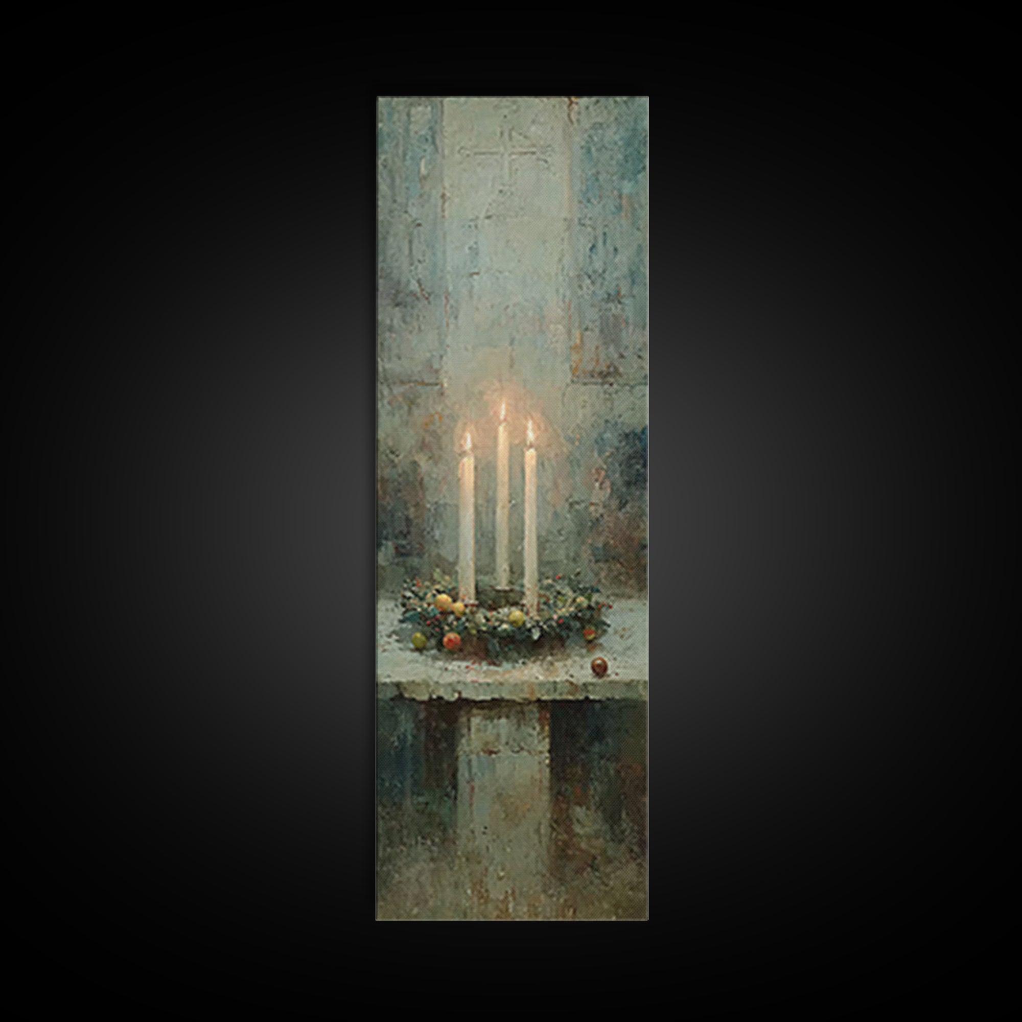 Everlasting Winter Light – Framed Canvas Print – Christian Wall Art – Narrow Art – Christian Art Canvas – Christmas Art – Christian Christm