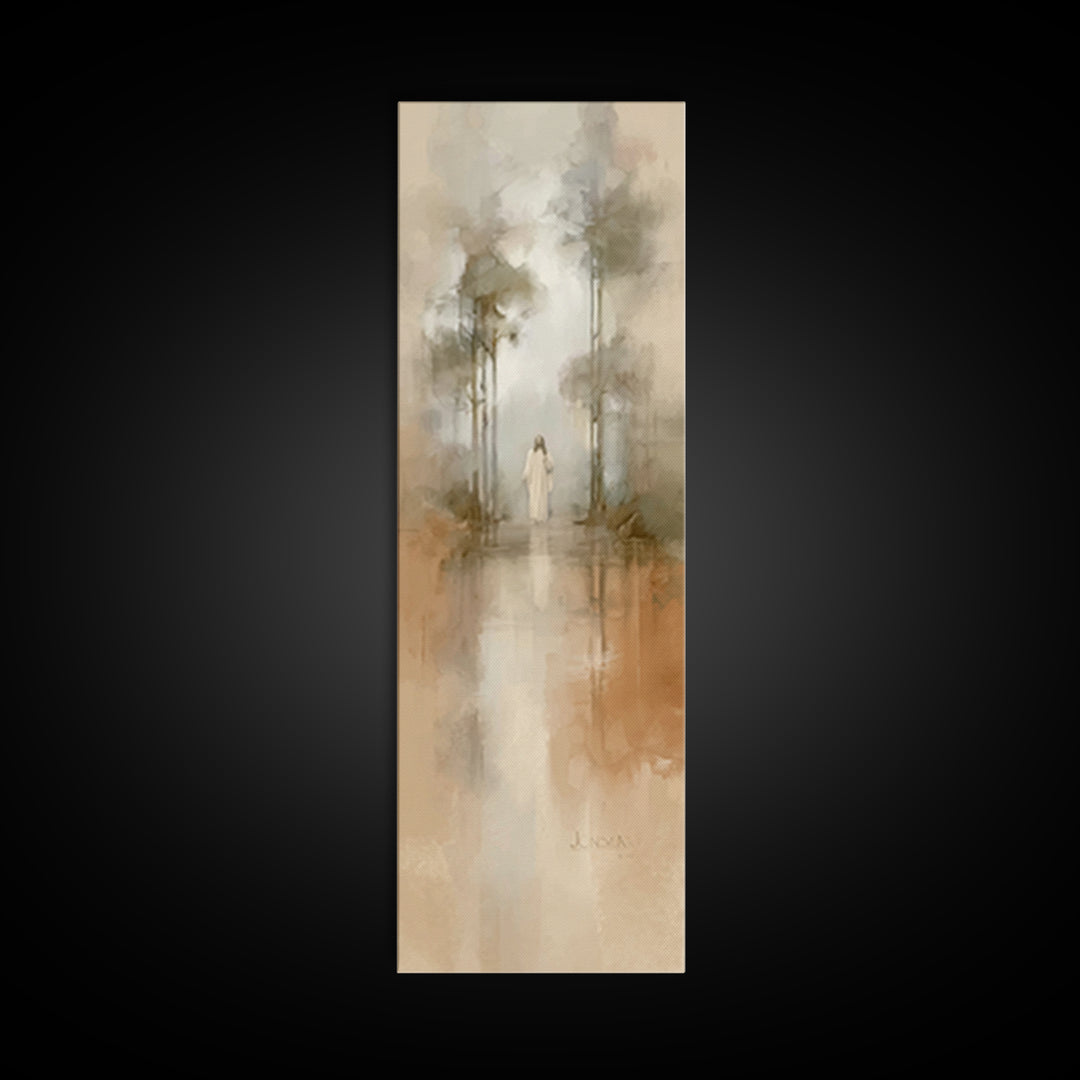 Radiant Forest Walk | Framed Canvas Print | Skinny Art | Christian Art Print | Christian Wall Art | Subtle Christian Art | Christian Gift