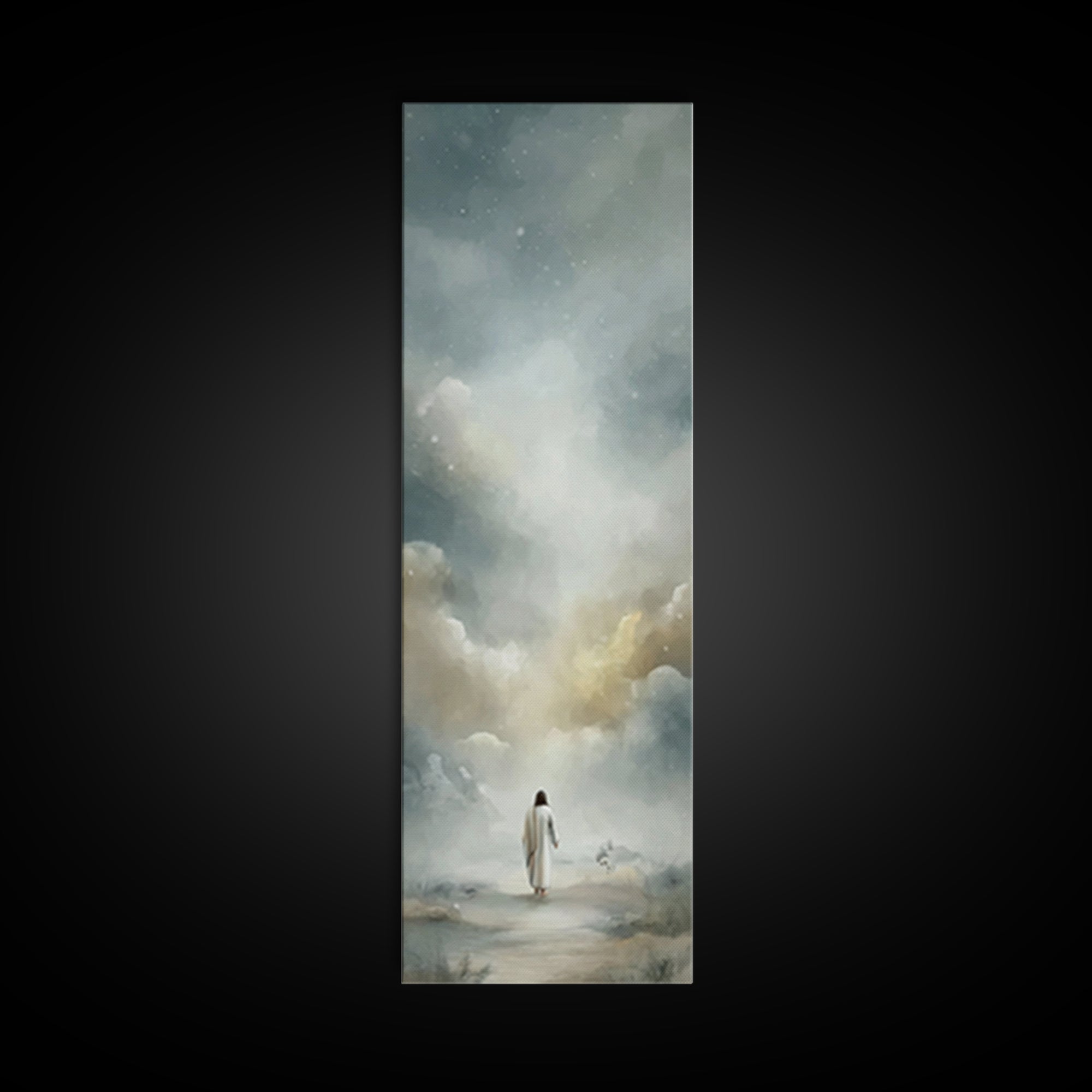 Golden Dawn Journey – Framed Canvas Print – Narrow Art – Christian Art Canvas – Christian Wall Art – Moody Christian Art – Christian Decor