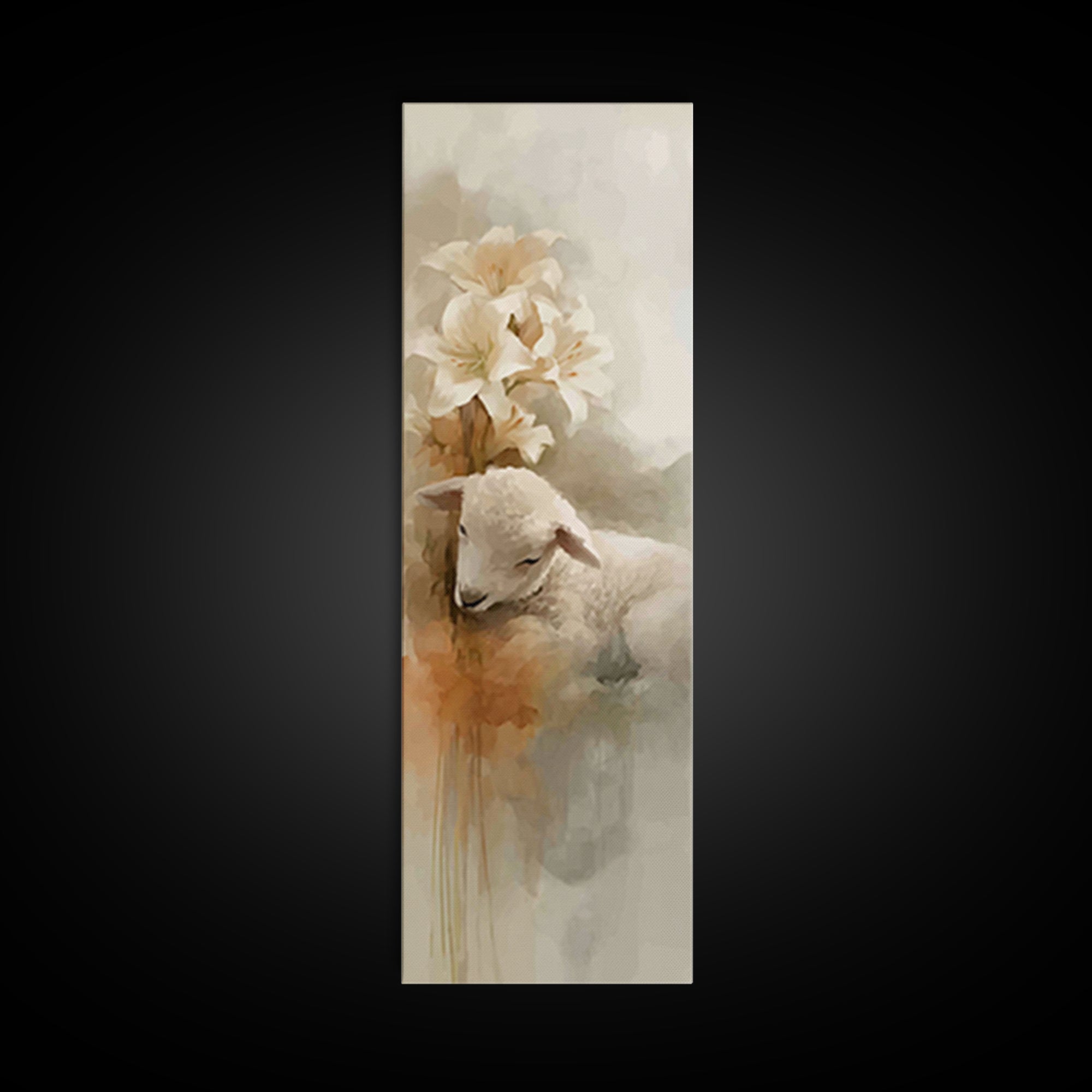 Soft Pasture Blessing – Framed Canvas Print – Christian Art Canvas – Christian Wall Art – Christian Painting – Tall Narrow Wall Art – Faith