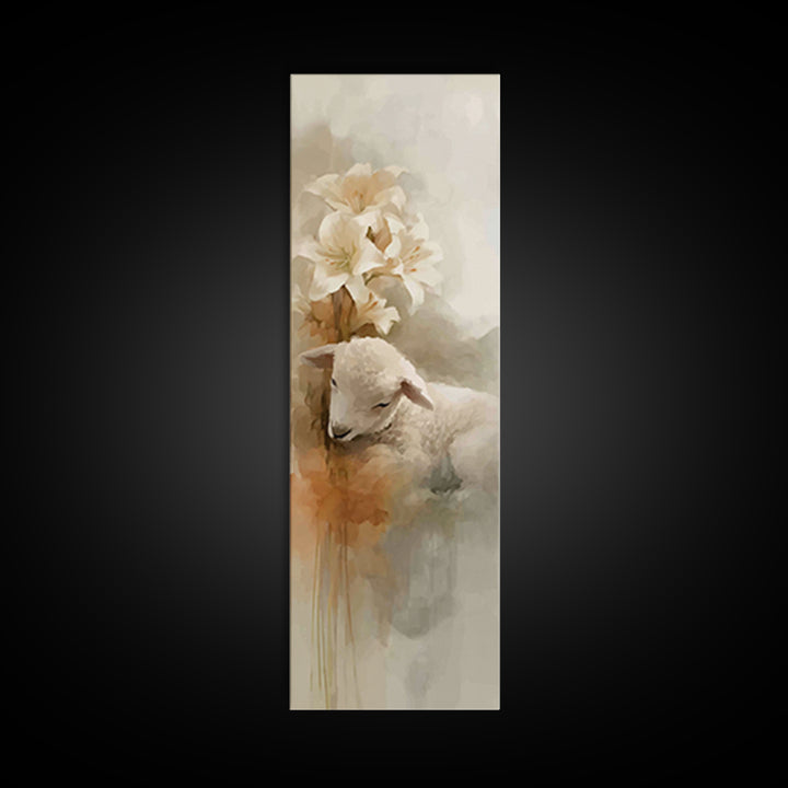 Soft Pasture Blessing – Framed Canvas Print – Christian Art Canvas – Christian Wall Art – Christian Painting – Tall Narrow Wall Art – Faith
