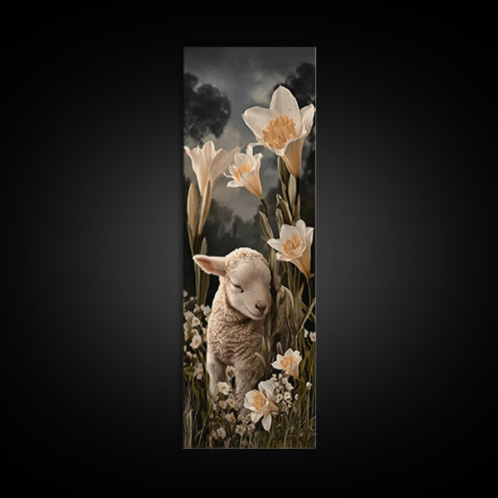 Radiant Lily Calm – Framed Canvas Print – Tall Narrow Wall Art – Christian Painting – Christian Art Canvas – Christian Wall Art – Faith Art