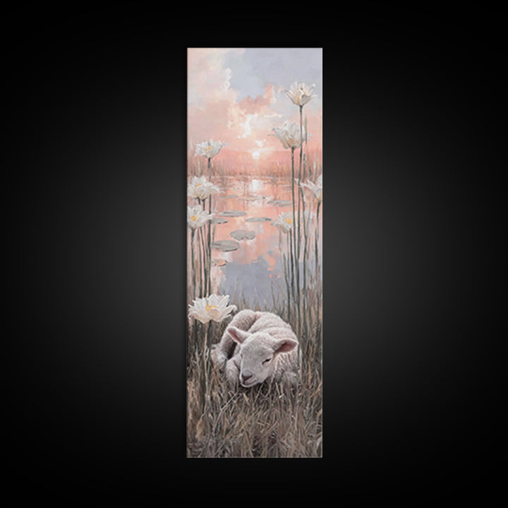 Sunrise Garden Rest – Framed Canvas Print – Christian Wall Art – Tall Narrow Wall Art – Christian Art Canvas – Christian Painting – Faith A