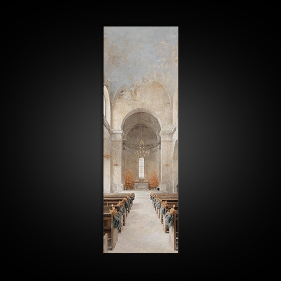 Holy Winter Aisle – Framed Canvas Print – Skinny Art – Christian Art Canvas – Christian Wall Art – Christmas Art – Christian Decorations