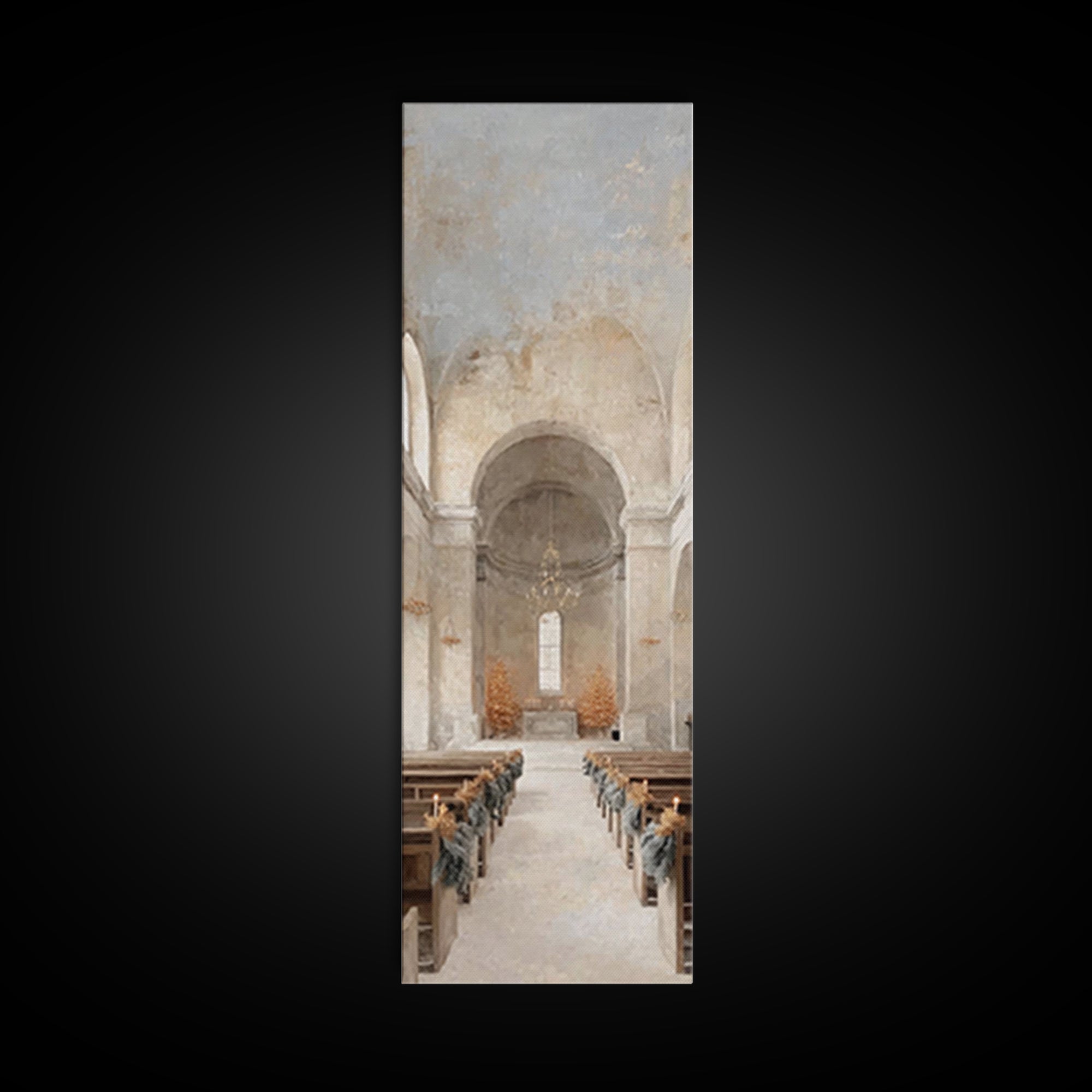 Holy Winter Aisle – Framed Canvas Print – Skinny Art – Christian Art Canvas – Christian Wall Art – Christmas Art – Christian Decorations