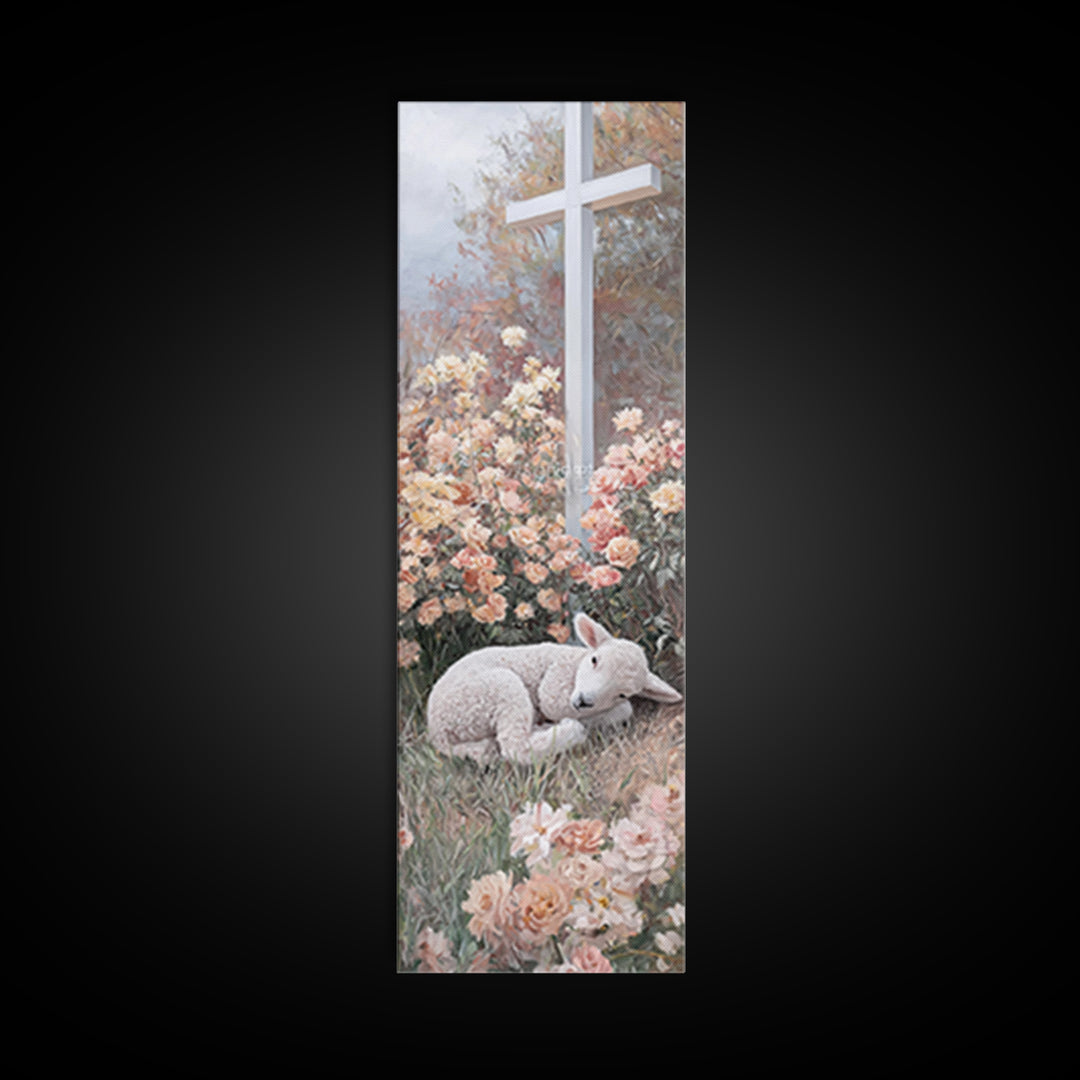 Crossfield Serenity – Framed Canvas Print – Christian Art Canvas – Christian Painting – Christian Wall Art – Tall Narrow Wall Art – Faith A