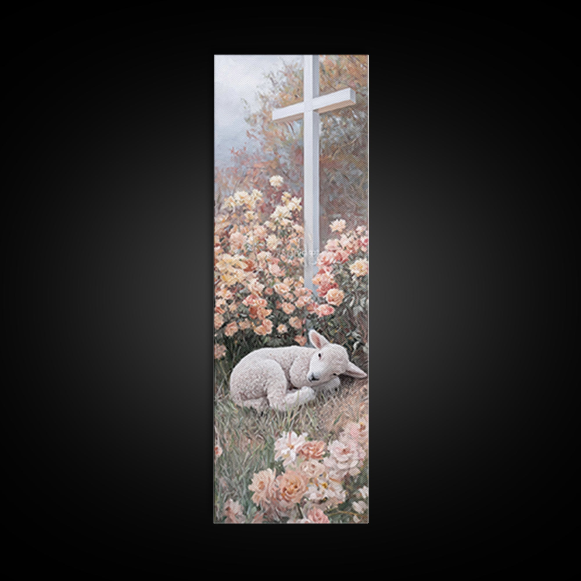 Crossfield Serenity – Framed Canvas Print – Christian Art Canvas – Christian Painting – Christian Wall Art – Tall Narrow Wall Art – Faith A