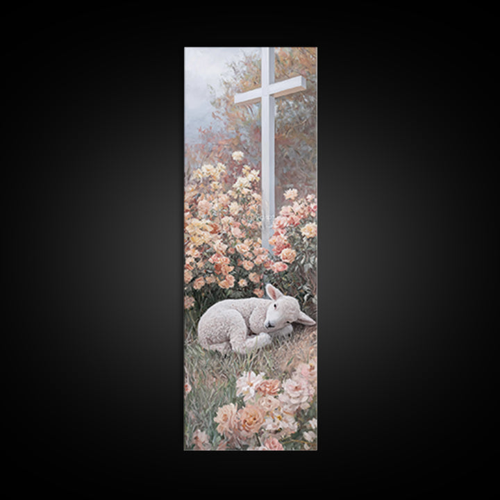 Crossfield Serenity – Framed Canvas Print – Christian Art Canvas – Christian Painting – Christian Wall Art – Tall Narrow Wall Art – Faith A