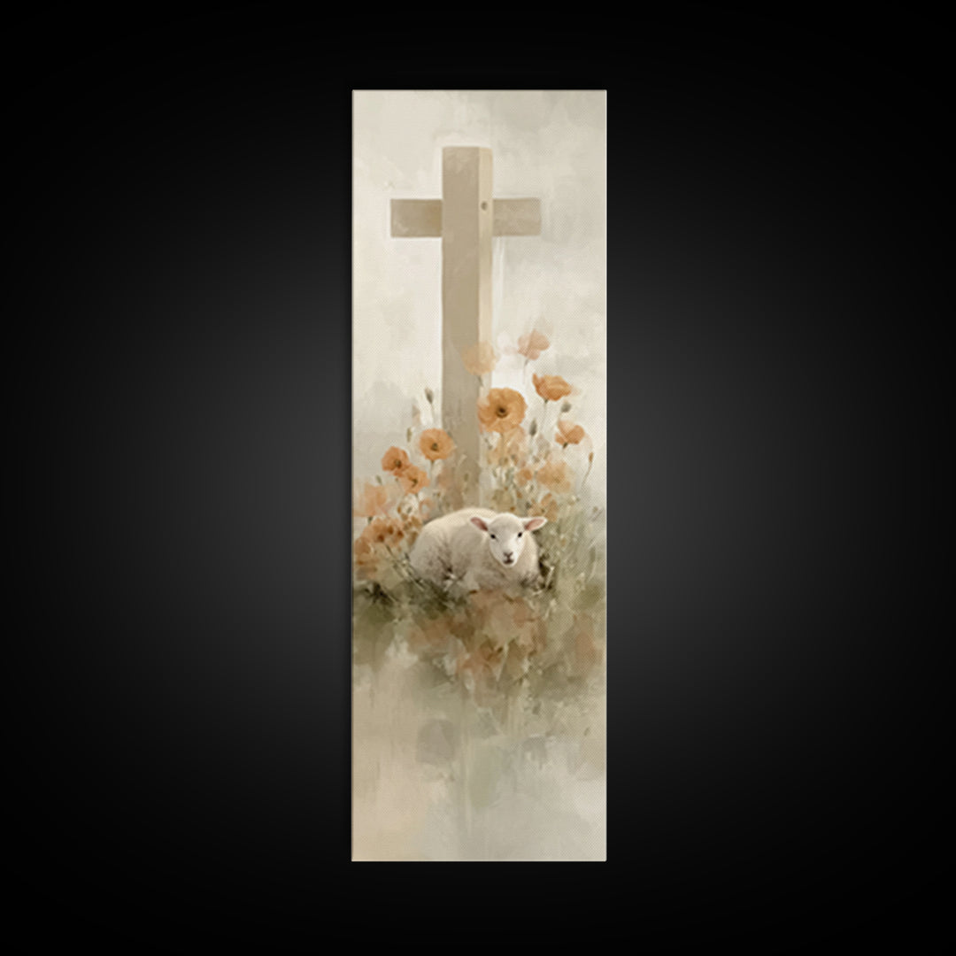 Lamb Of Mercy – Framed Canvas Print – Christian Wall Art – Tall Narrow Wall Art – Christian Art Canvas – Jesus Painting – Christian Christm