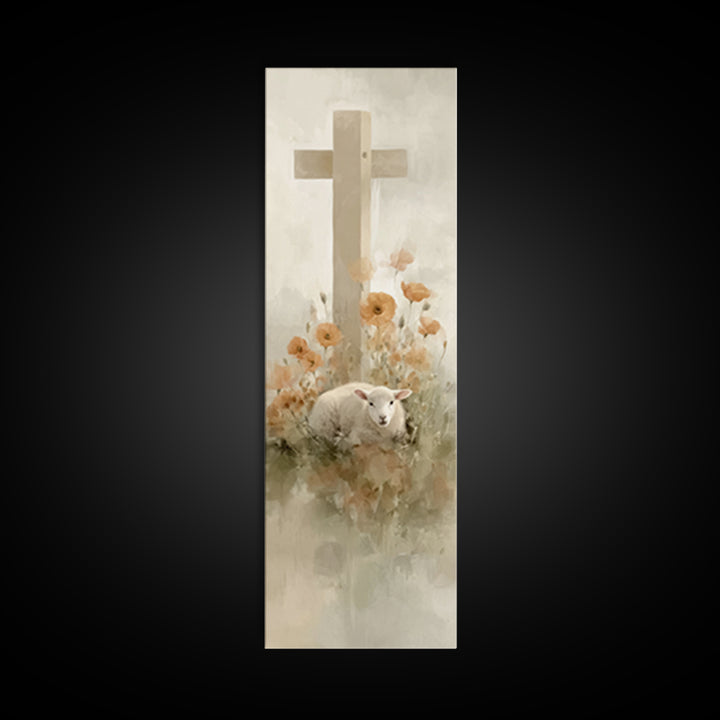 Lamb Of Mercy – Framed Canvas Print – Christian Wall Art – Tall Narrow Wall Art – Christian Art Canvas – Jesus Painting – Christian Christm