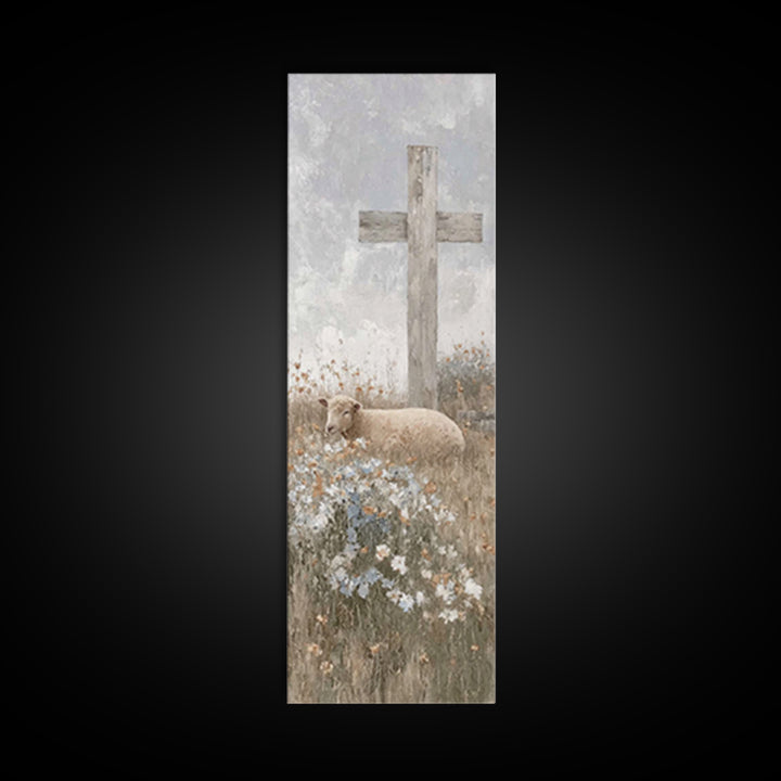 Grace In Bloom | Framed Canvas Print | Christian Art Canvas | Narrow Art | Modern Christian Art | Christian Gift Ideas | Vintage Christian