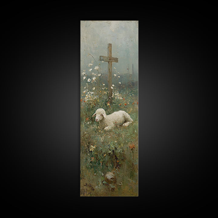 Quiet Shepherd Peace, Framed Canvas Print, Christian Art Print, Skinny Art, Christian Christmas Art, Christian Wall Art, Subtle Christian P