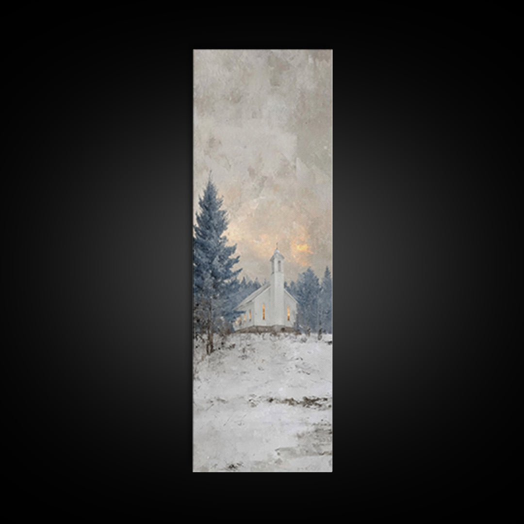 Frosted Woodland Peace, Framed Canvas Print, Christian Wall Art, Skinny Art, Modern Christian Art, Christian Decorations, Christmas Canvas