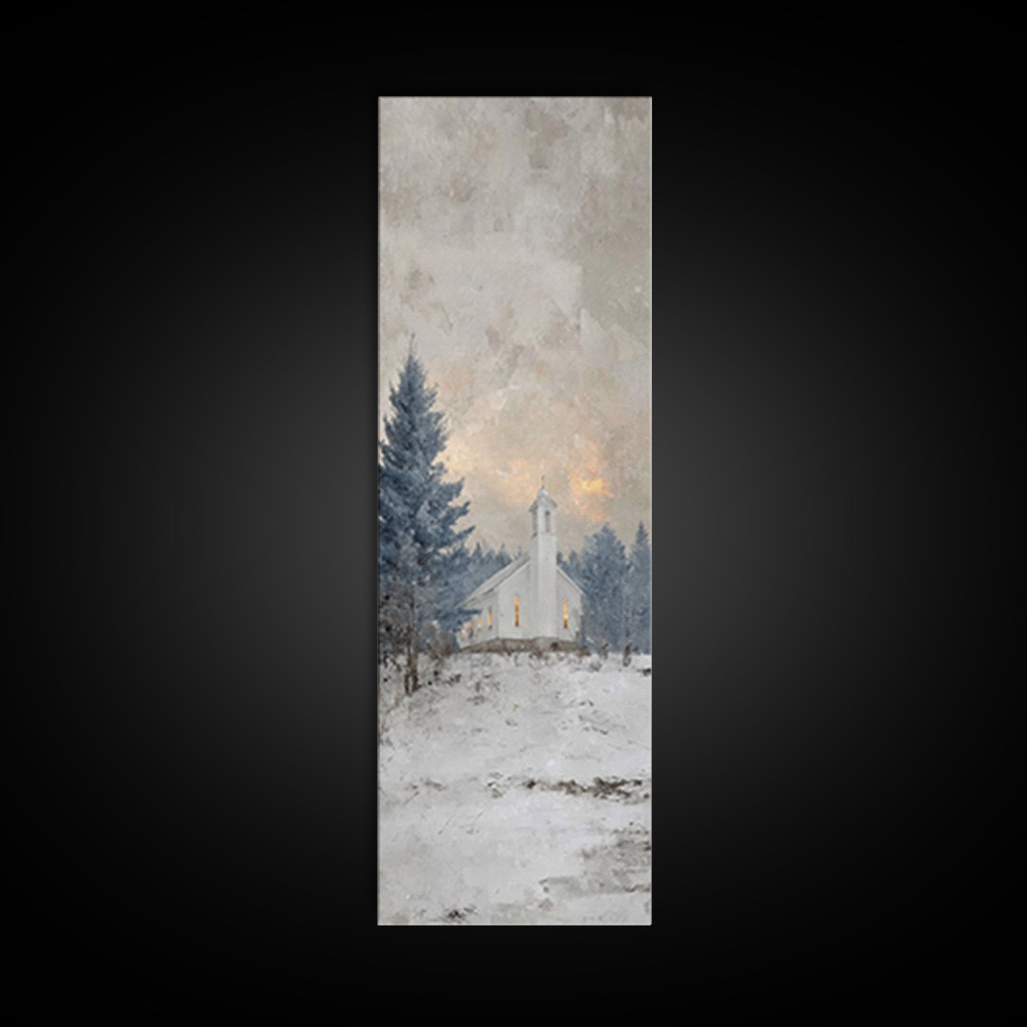 Frosted Woodland Peace, Framed Canvas Print, Christian Wall Art, Skinny Art, Modern Christian Art, Christian Decorations, Christmas Canvas