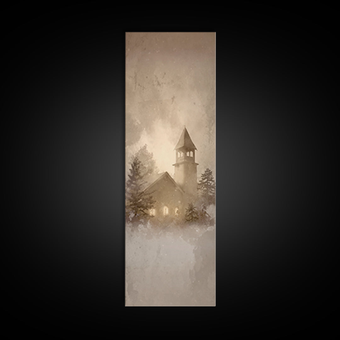 Holy Winter Haven – Framed Canvas Print – Christian Christmas Art – Tall Skinny Art Print – Christmas Wall Art – Christian Gift – Framed Ch