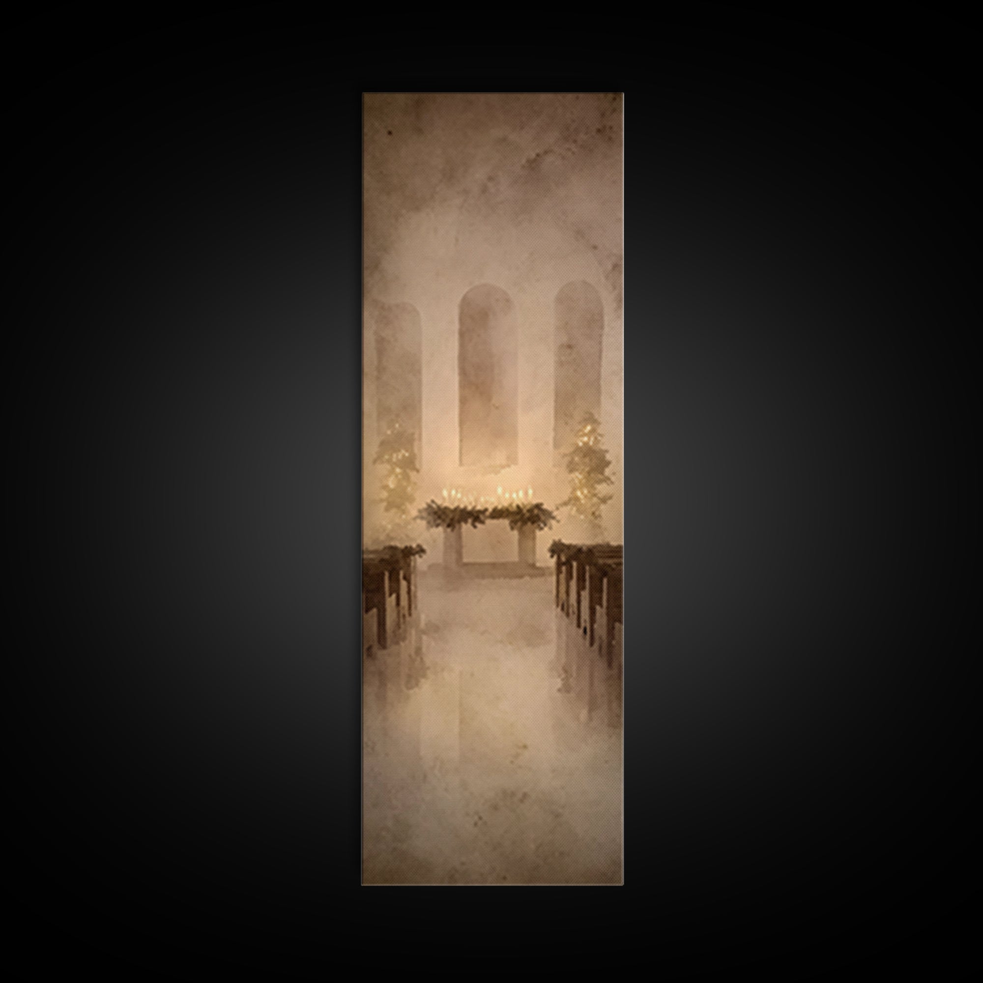 Candlelit Reverence – Framed Canvas Print – Narrow Art – Christian Christmas Art – Christian Wall Art – Christian Art Print – Christian Dec
