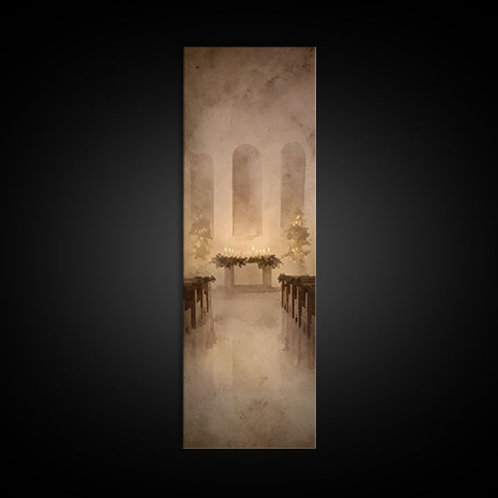 Candlelit Reverence – Framed Canvas Print – Narrow Art – Christian Christmas Art – Christian Wall Art – Christian Art Print – Christian Dec