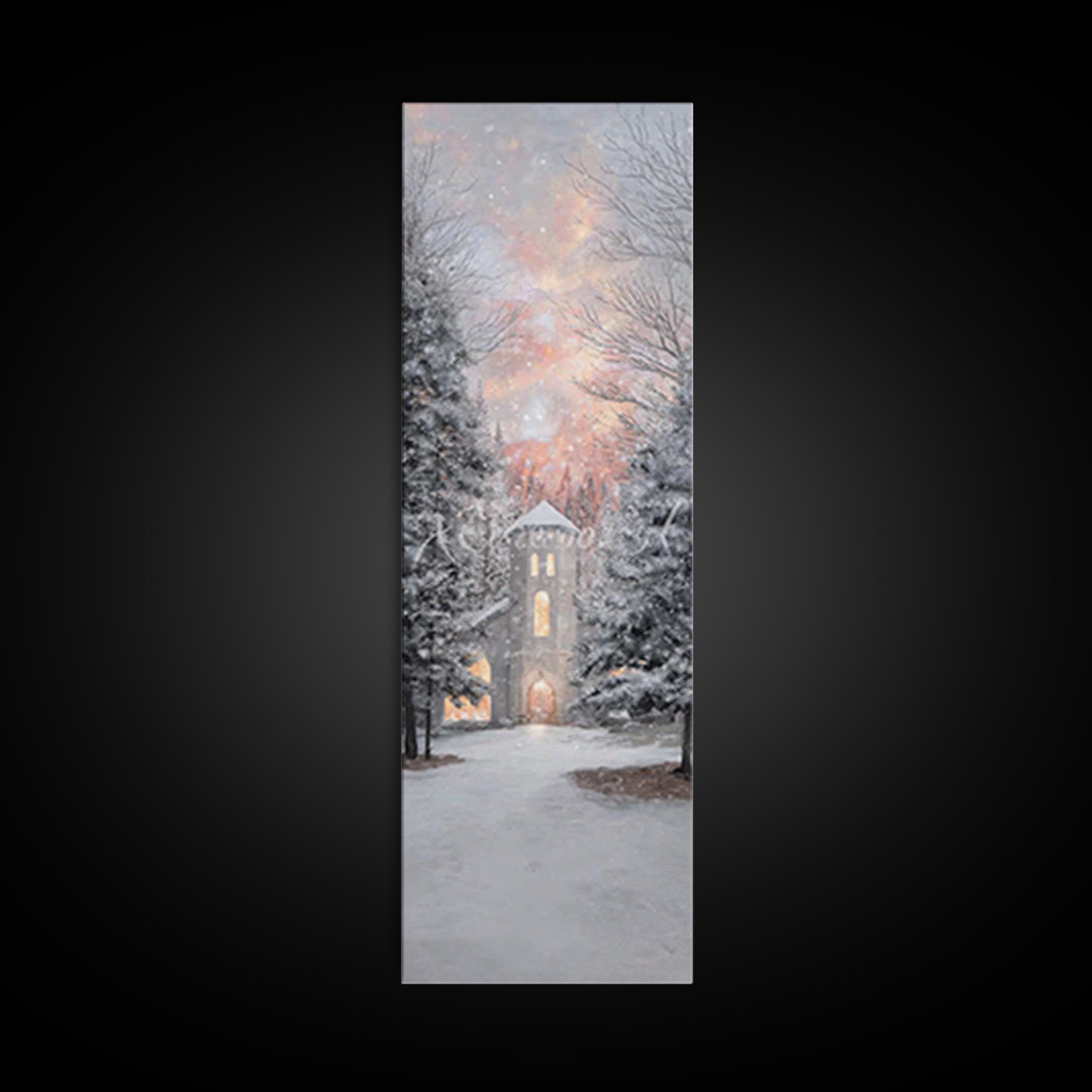 Chapel Of Stillness, Framed Canvas Print, Christian Art Canvas, Tall Narrow Wall Art, Christian Art Gift, Christmas Wall Art, Subtle Christ