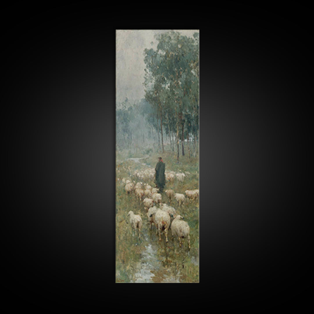 Shepherd’s Quiet Path – Framed Canvas Print – Tall Skinny Art Print – Christian Art – Christian Painting – Christian Art Canvas – Subtle Ch