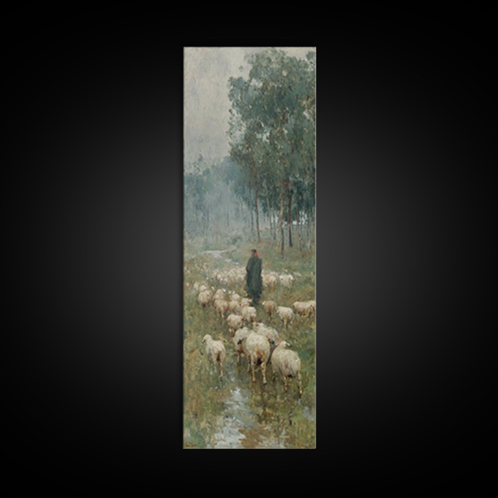 Shepherd’s Quiet Path – Framed Canvas Print – Tall Skinny Art Print – Christian Art – Christian Painting – Christian Art Canvas – Subtle Ch