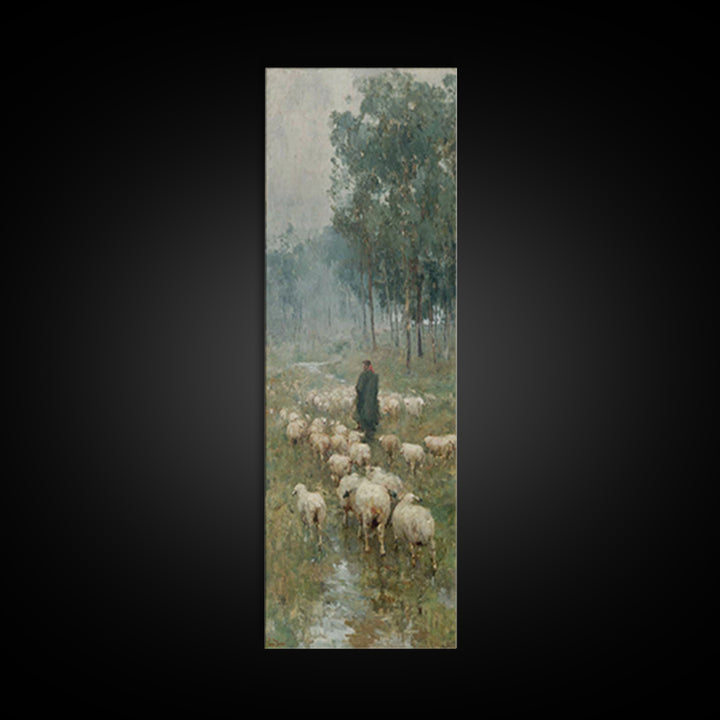 Shepherd’s Quiet Path – Framed Canvas Print – Tall Skinny Art Print – Christian Art – Christian Painting – Christian Art Canvas – Subtle Ch