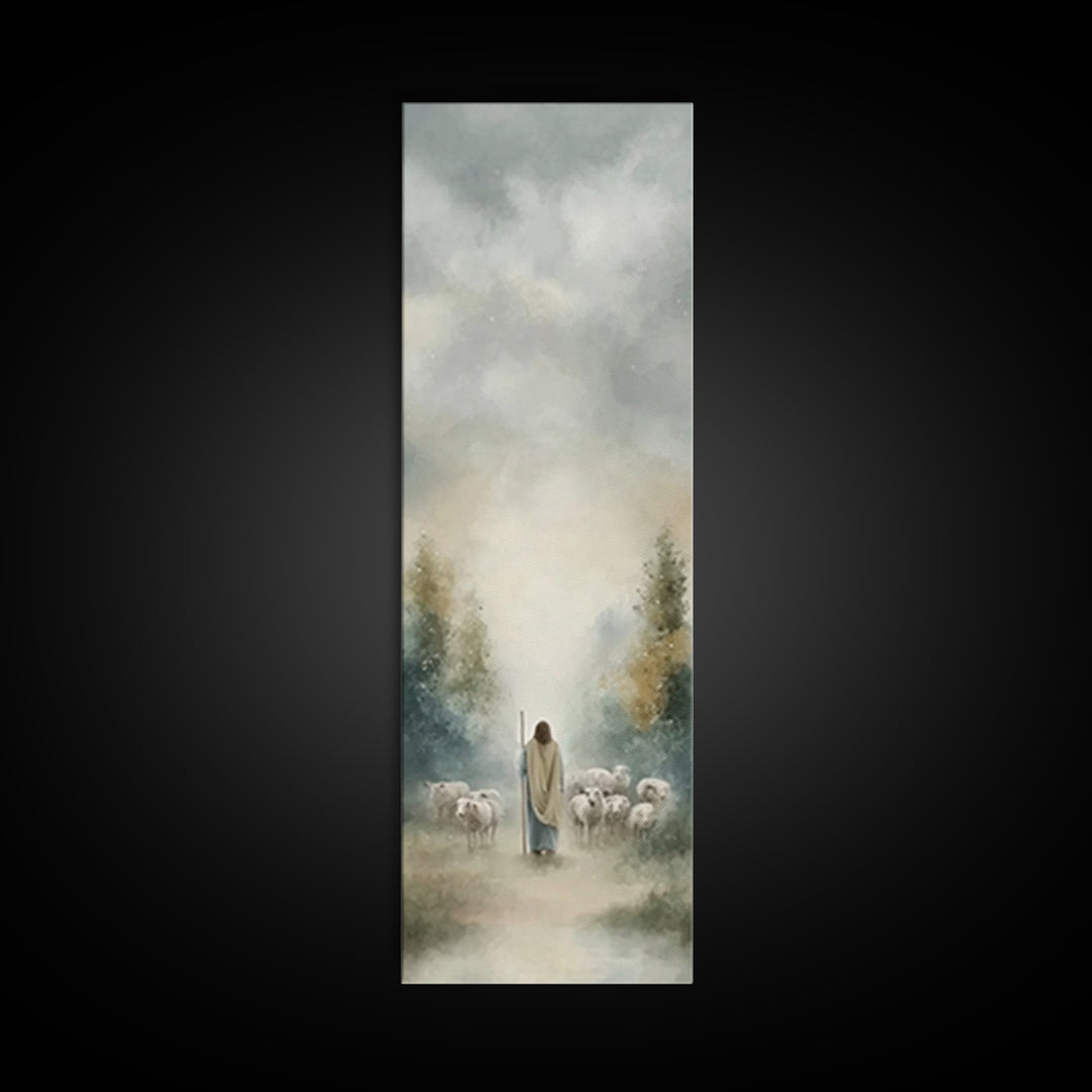 Guided By Heaven | Framed Canvas Print | Narrow Art | Jesus Painting | Christian Art Prints | Modern Christian Art | Christian Gift Ideas