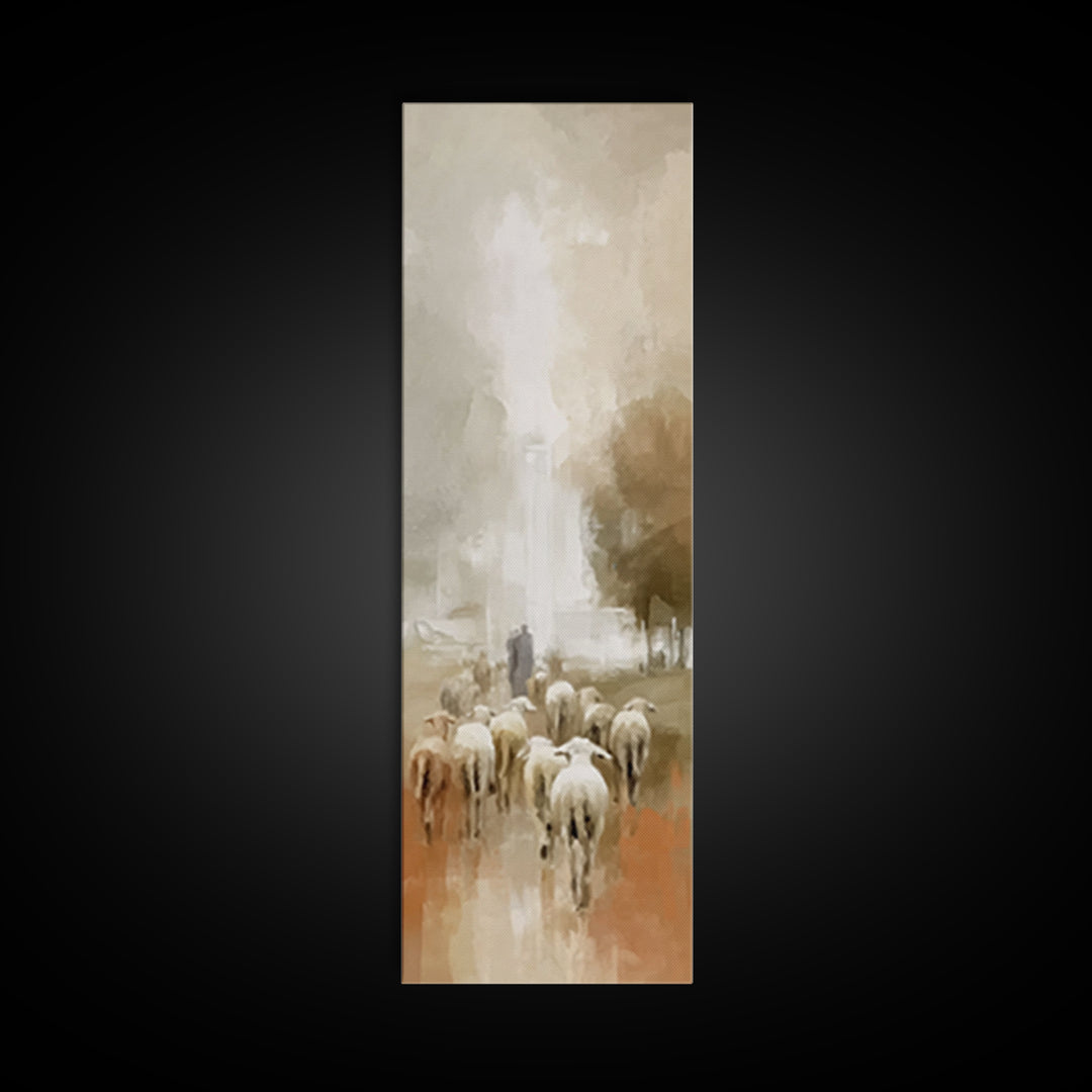 Journey Of Light – Framed Canvas Print – Tall Narrow Wall Art – Christian Art Work – Jesus Christmas Art – Christian Wall Art – Vintage Chr