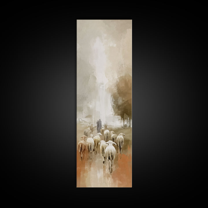 Journey Of Light – Framed Canvas Print – Tall Narrow Wall Art – Christian Art Work – Jesus Christmas Art – Christian Wall Art – Vintage Chr
