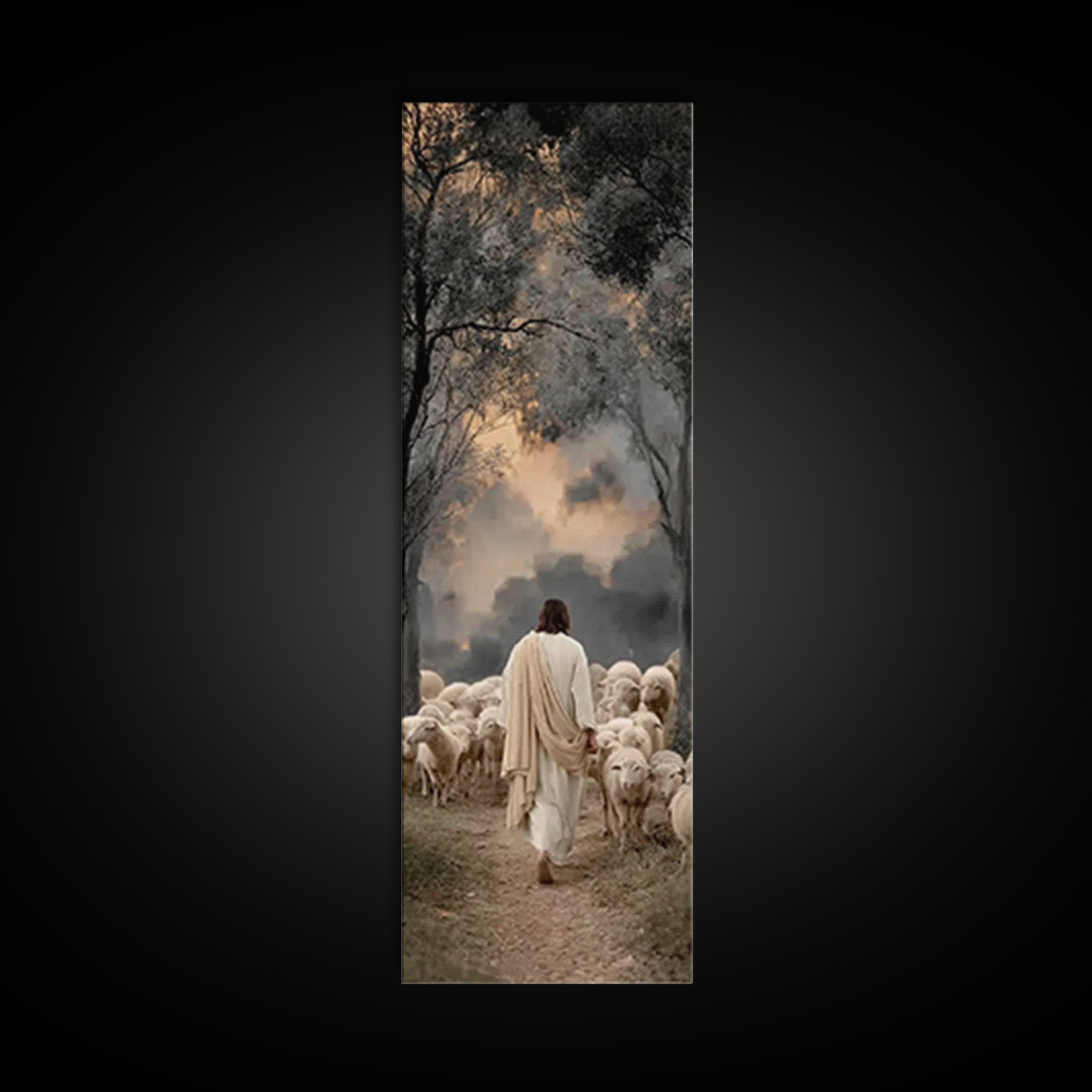 Shepherd Of Promise | Framed Canvas Print | Narrow Art | Jesus Canvas Art | Christian Art | Christian Gift | Modern Jesus Art